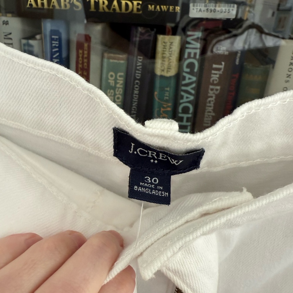 J. Crew White Drapey Denim Trousers Size 30 White Cotton Blend NWT - Picture 4 of 5